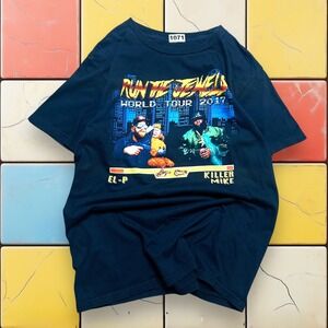 Y2K Run The‎ Jewels 2017 World Tour Shirt Blue Band Tee M Killer Mike El-P Rap